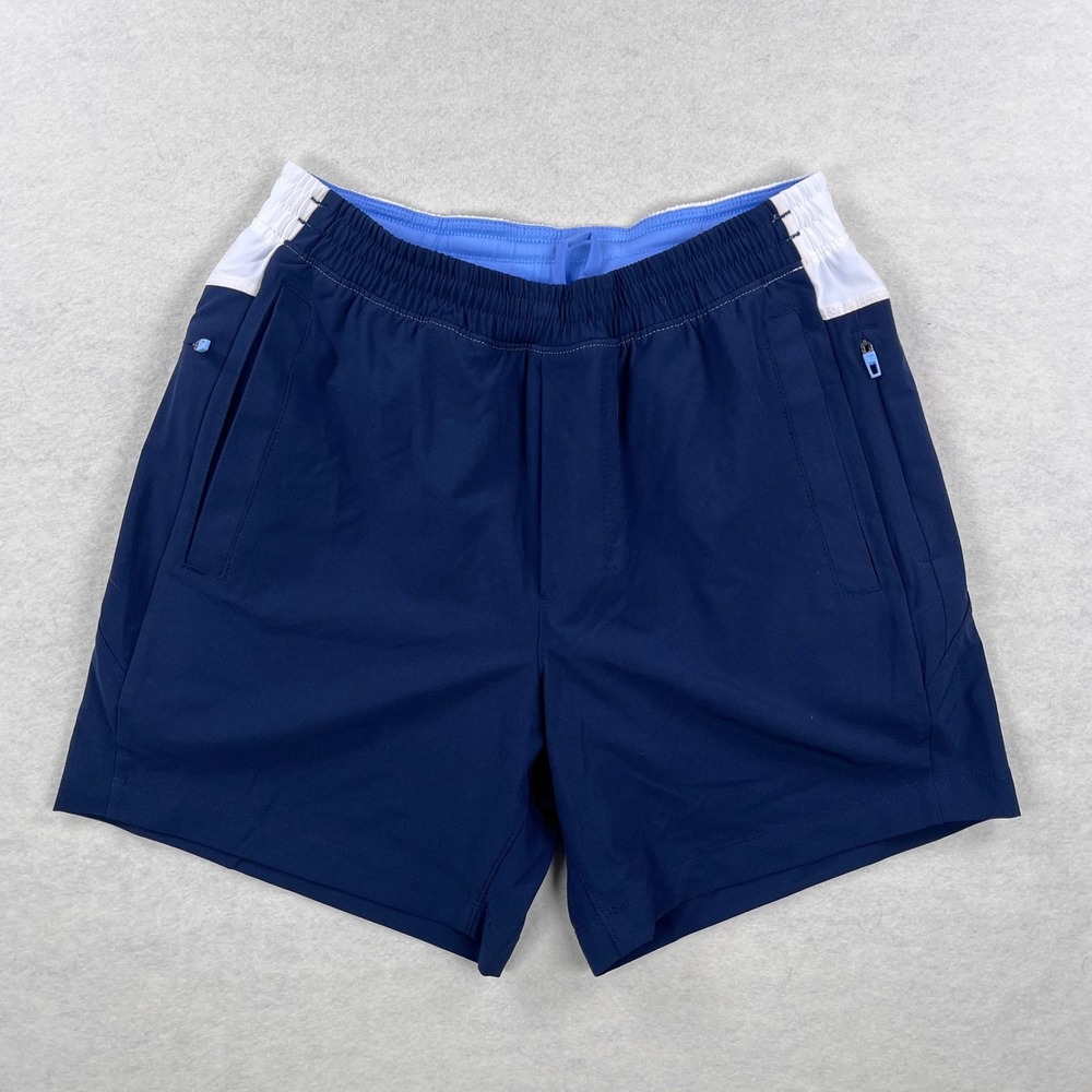 Birddogs Mens Navy Blue Lined Athletic Gym Shorts Size S Zipper Pockets